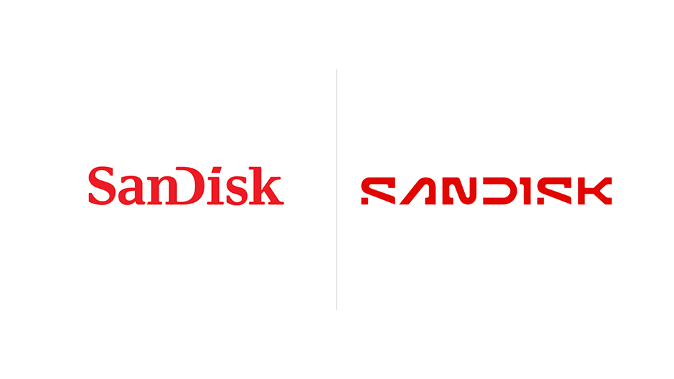 SanDisk logo before and after.