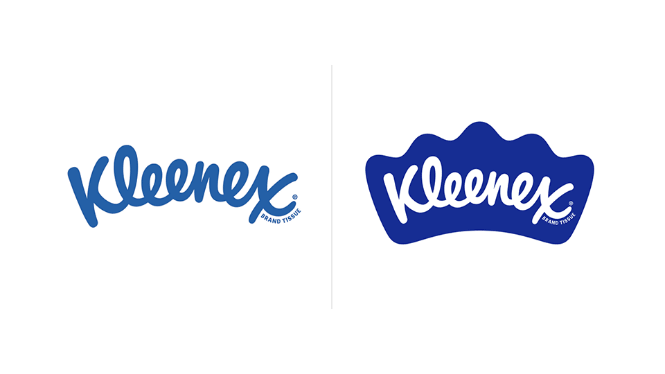 Kleenex logo before and after.