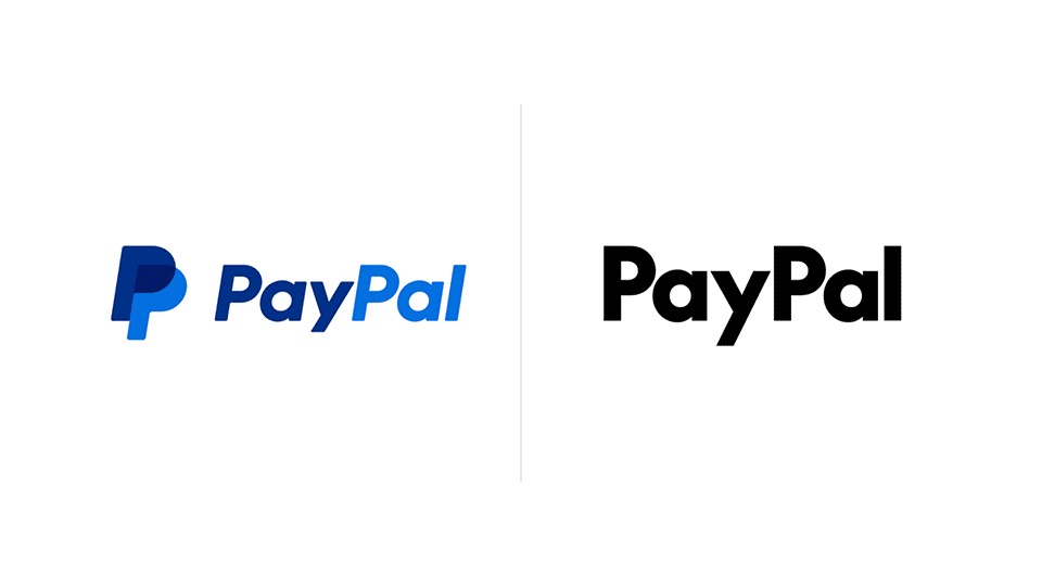 PayPal logo before and after.