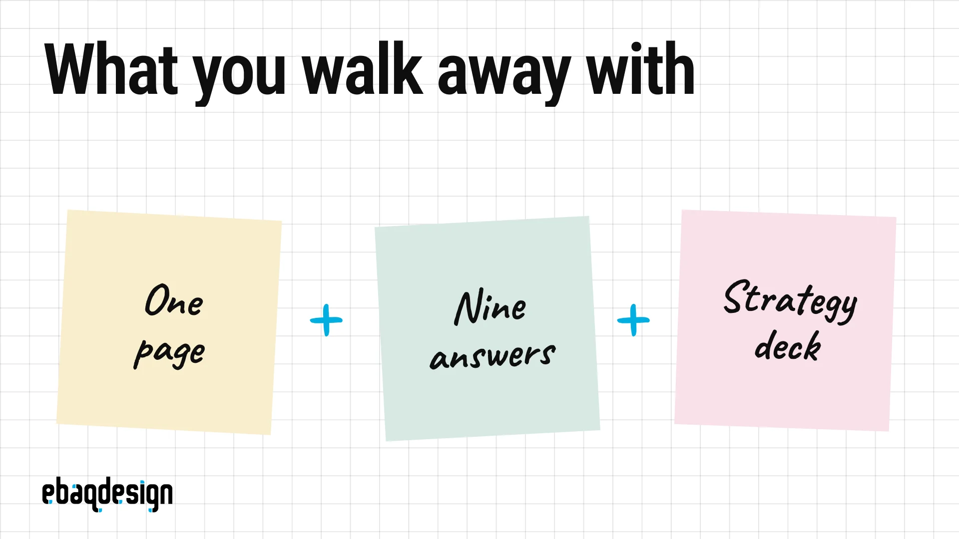 Brand strategy deliverables: a one-page worksheet, nine written answers and a strategy presentation deck
