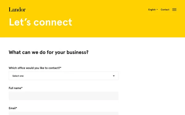 Landor Associates design firm - contact page