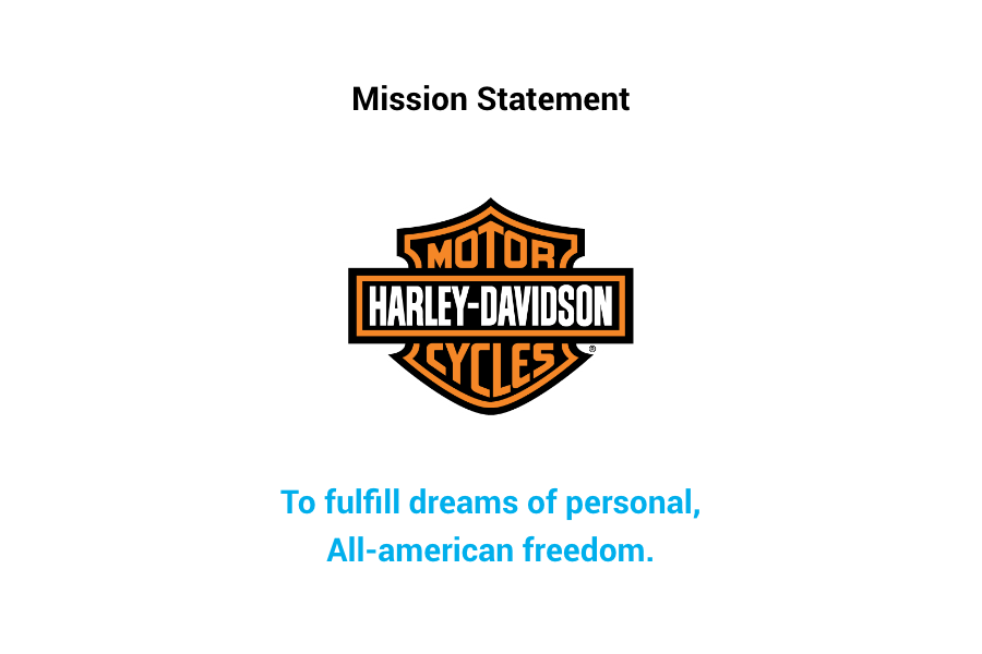Harley-Davidson Mission Statement: "To fulfill dreams of personal, All-American freedom."