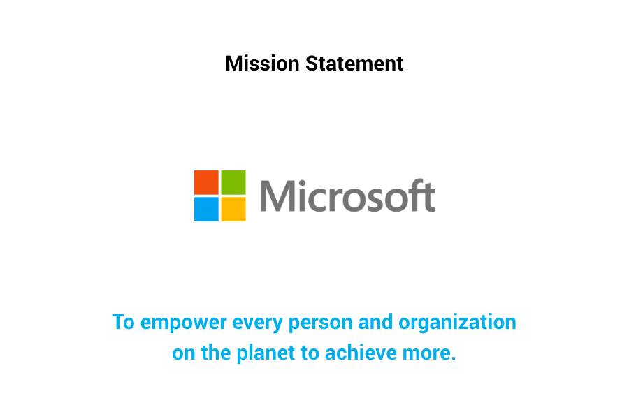 Microsoft Mission Statement: "To empower every person and organization on the planet to achieve more."